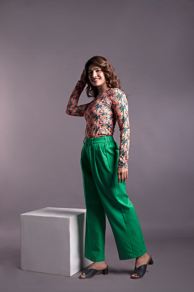 Orange formal tops for women and Green Wide Leg Pants - IREA Life