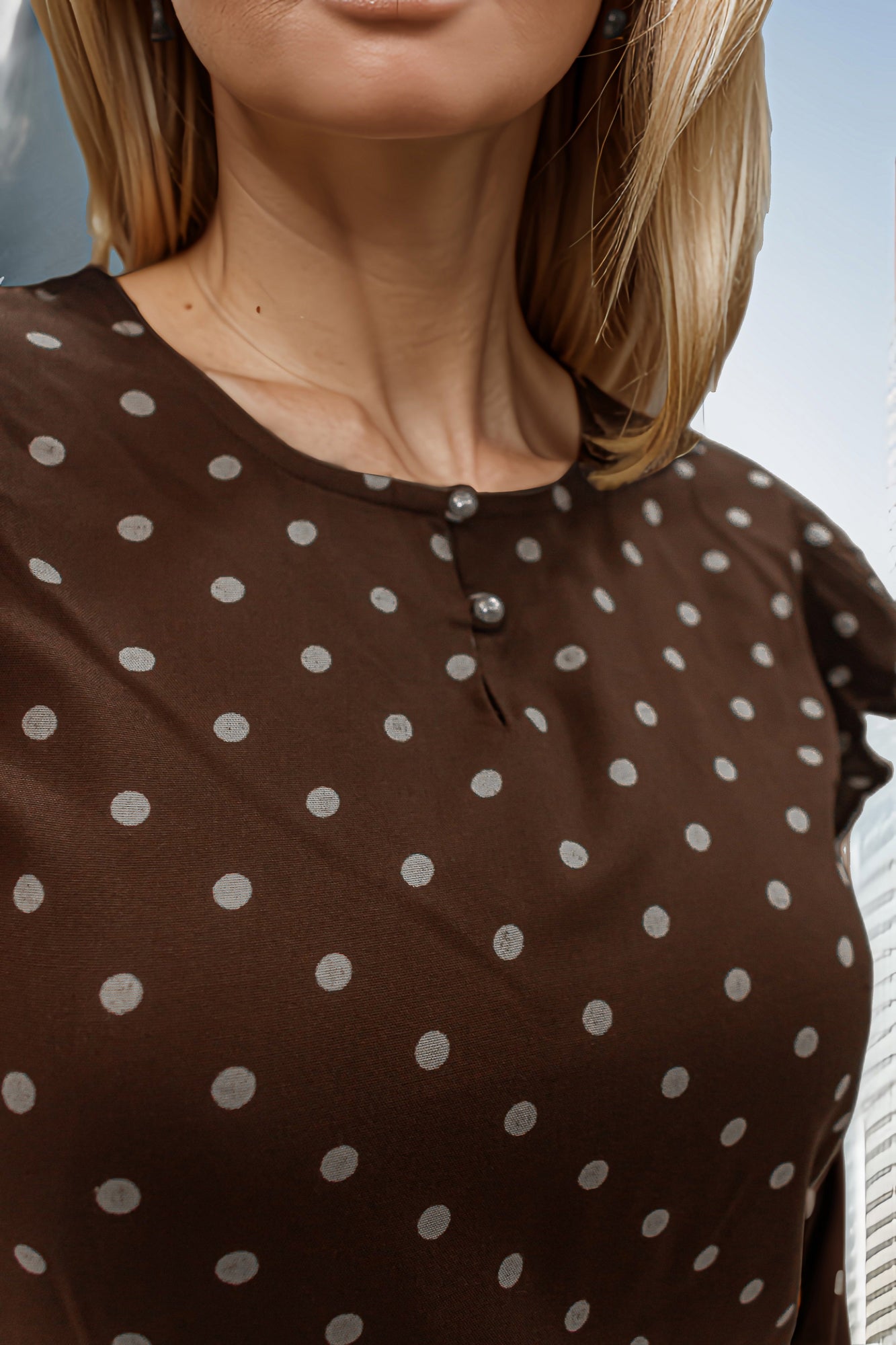 Ruffle sleeve polka dots top