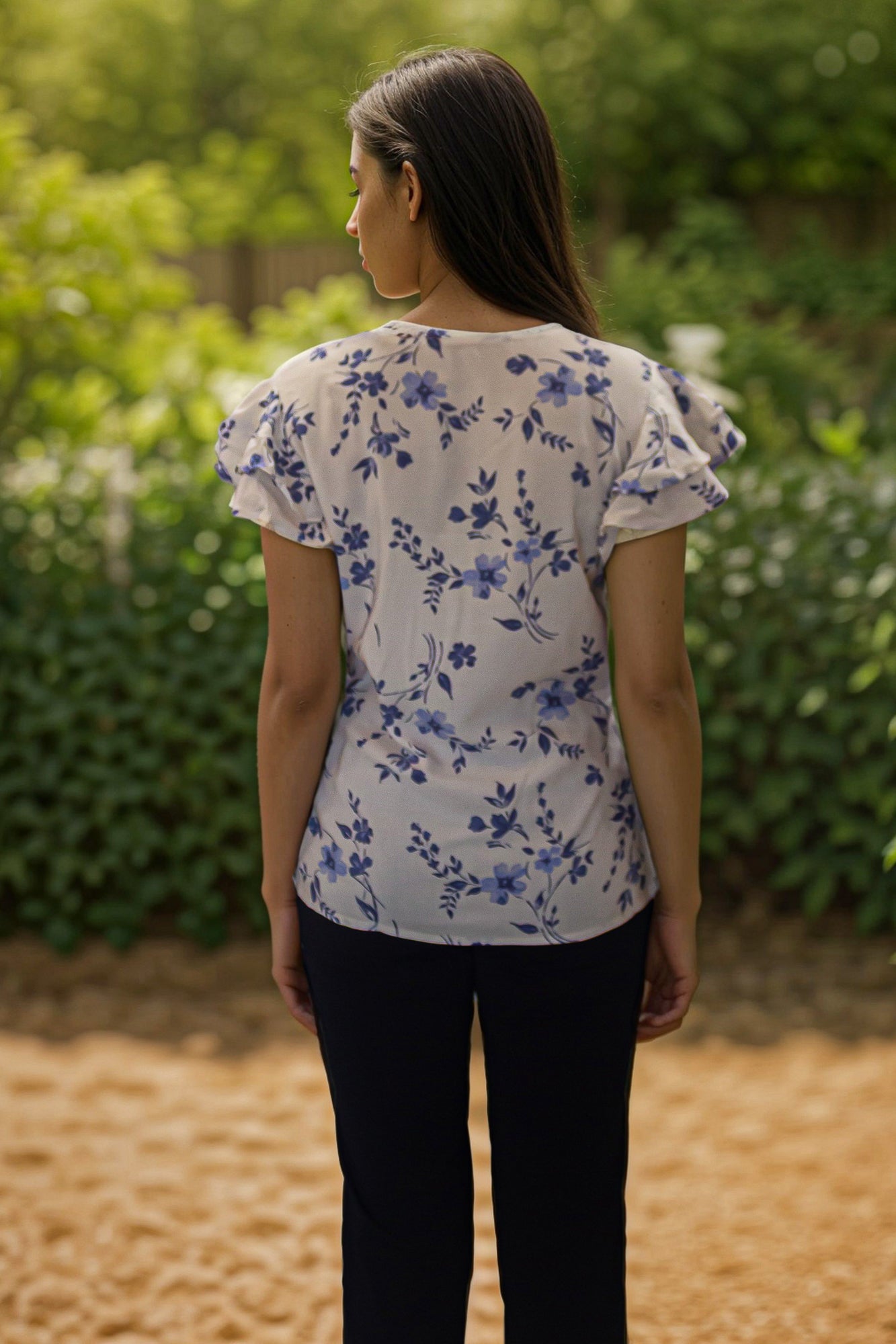 Ruffle sleeve floral top