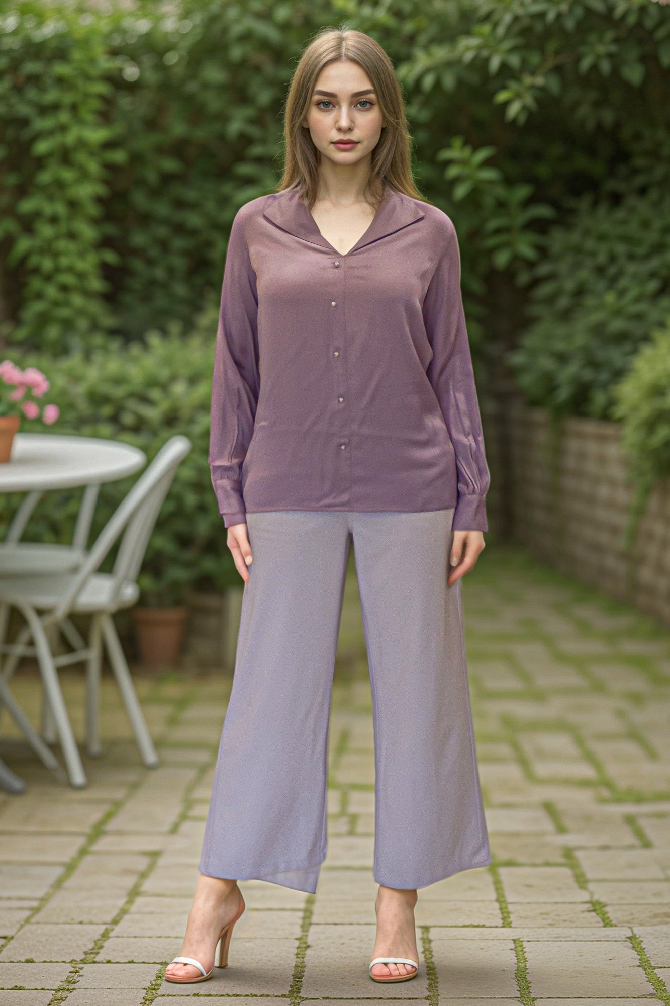 Buy Satin Collar Shirt Top - Irea Life