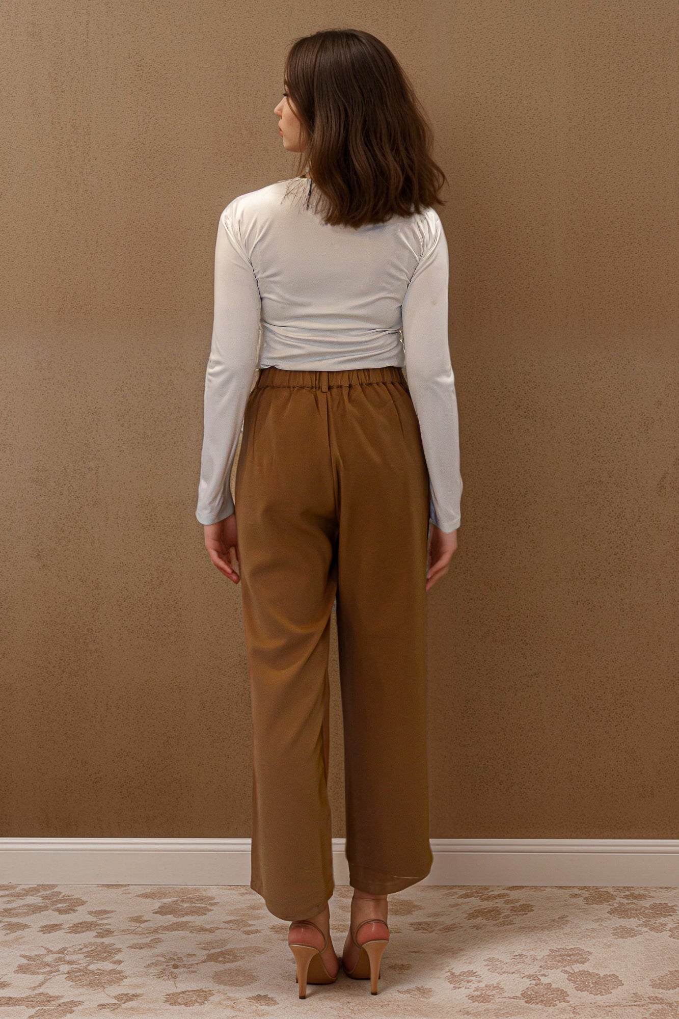 Beige Wide Leg Pants