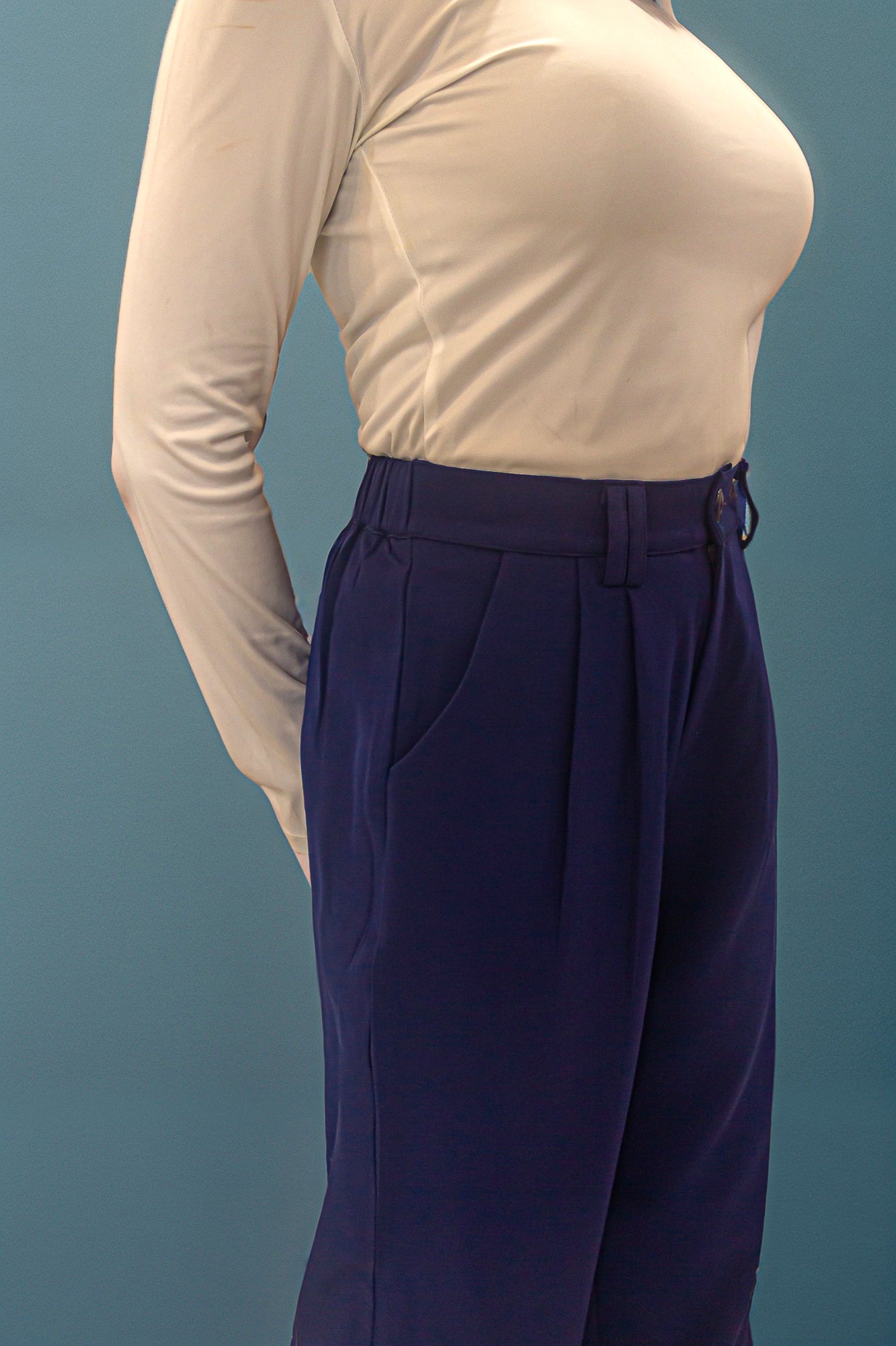 Navy Blue Wide Leg Pants