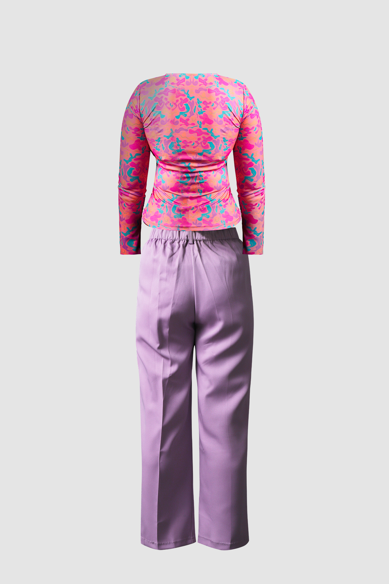 Purple Wide Leg Pants & Pink Fitted clothing Top - IREA Life
