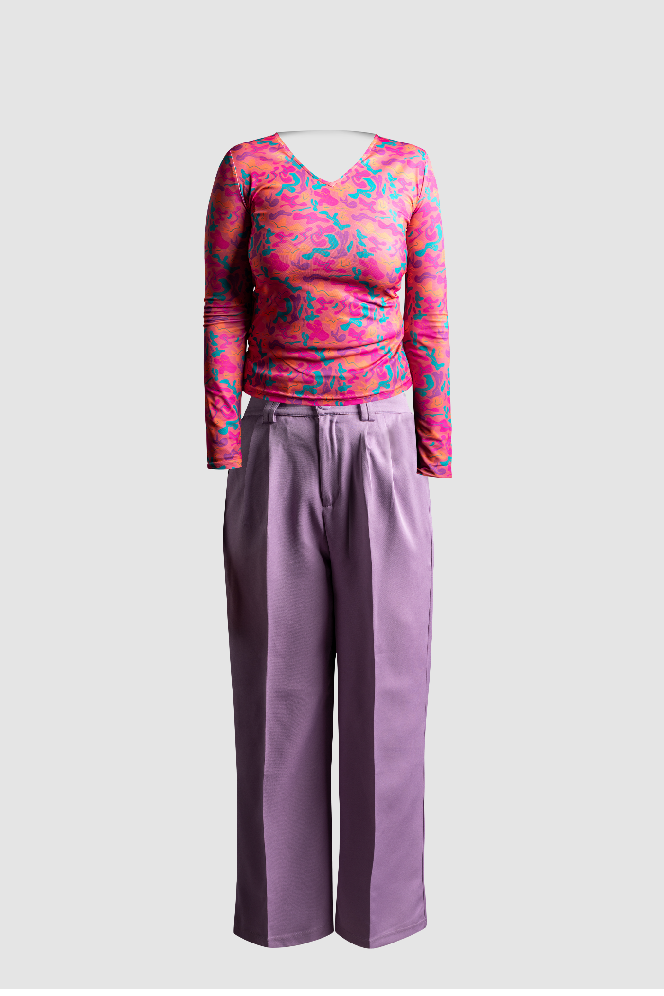 Purple Wide Leg Pant & Pink Fitted Top