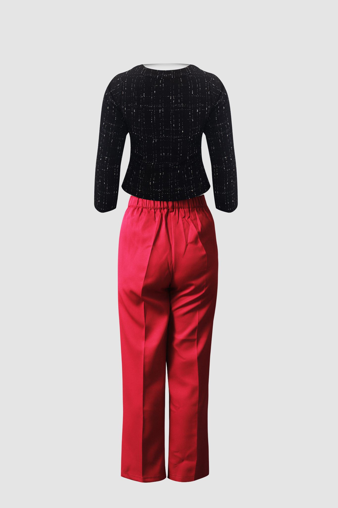 Red Wide Leg Pant (Iris) & Premium Black Tweed Top (Aurora) – IREA Life