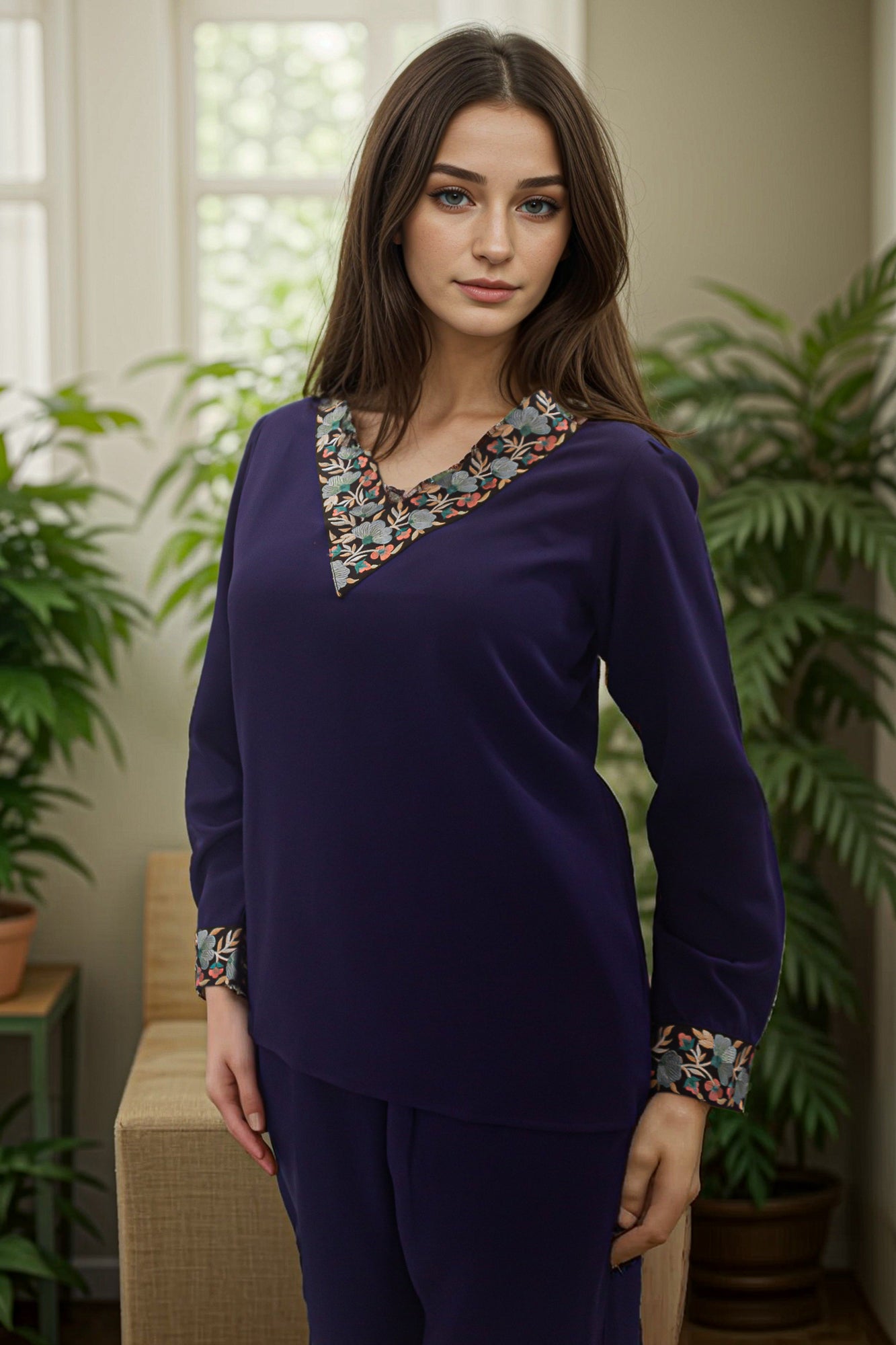 Embroidered Straight Fit Top