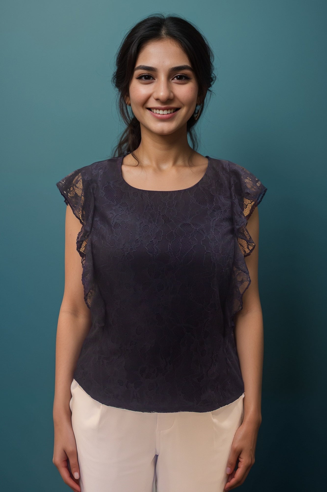 Ruffle Sleeve Lace Top - IREA ife