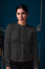 Stylish Black Satin Pintucks Top | IREA Life