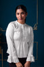 White Satin Pintucks Paneled Top - Nora