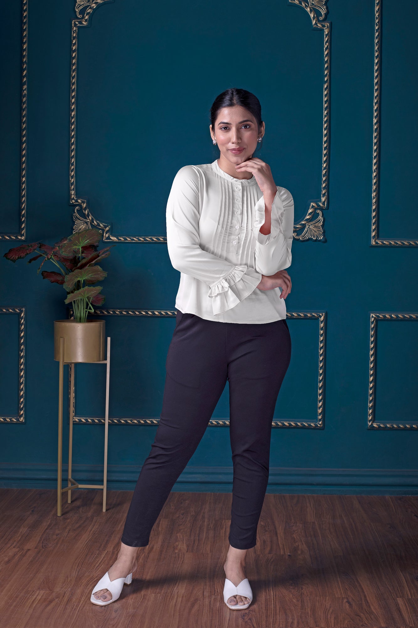 White Satin Pintucks Top | IREA Life