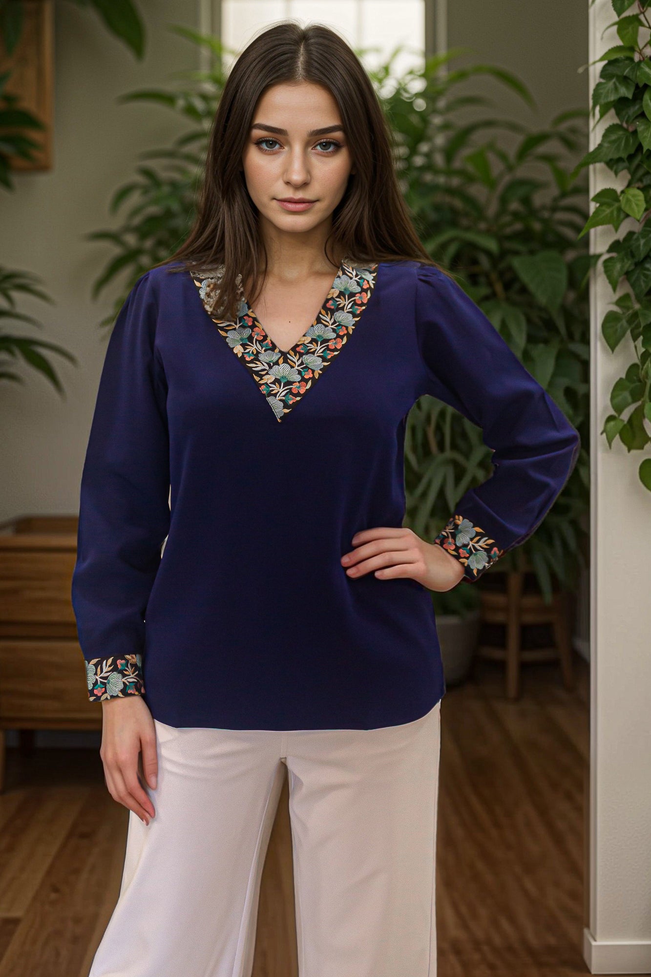 Embroidered Straight Fit Top