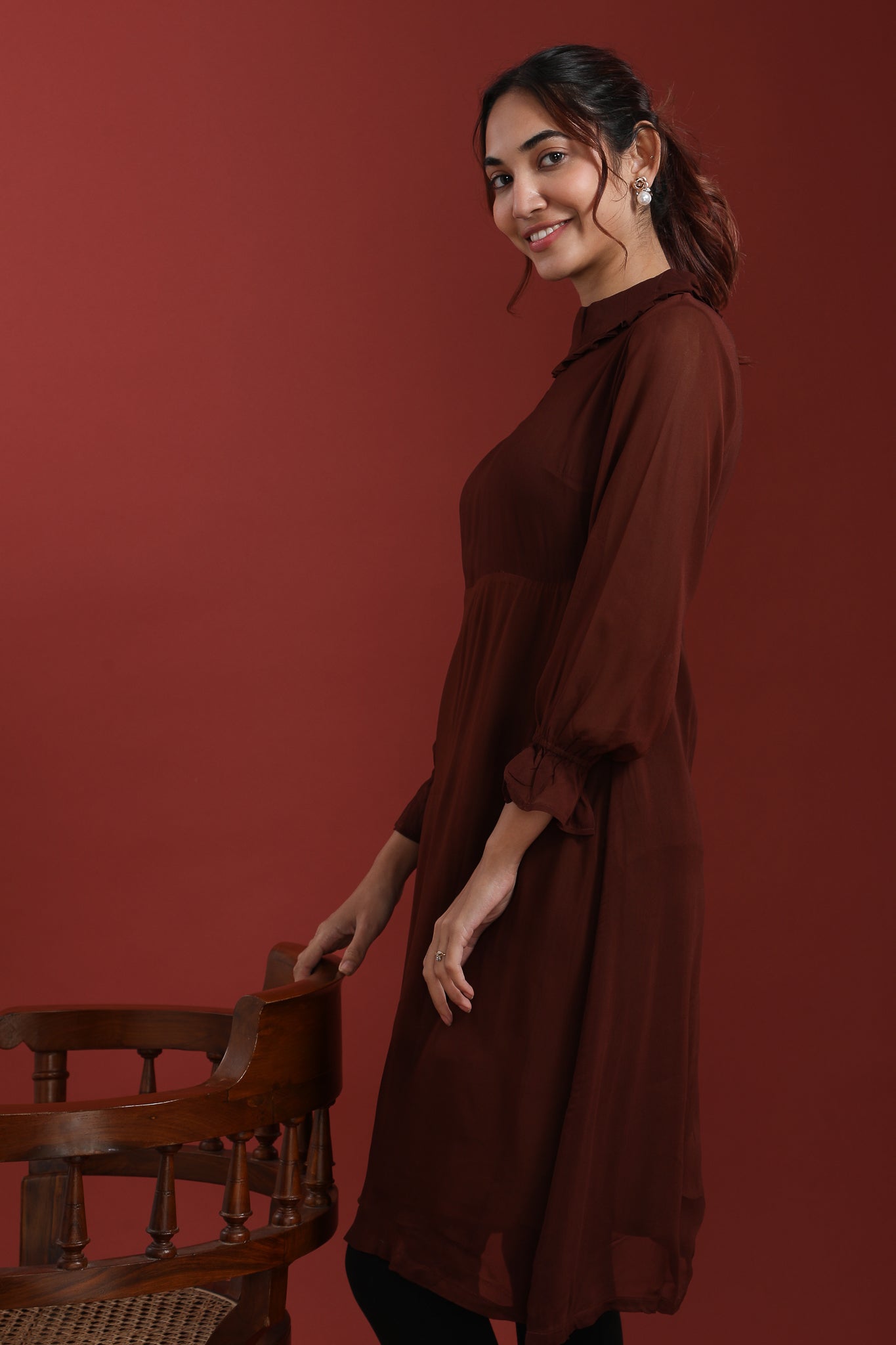 Brown Georgette Kurti