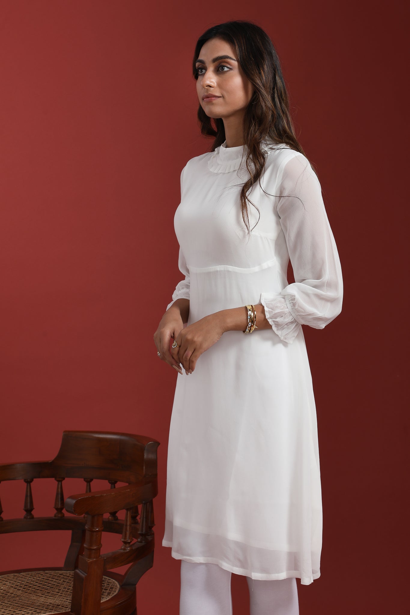 White Georgette Kurti
