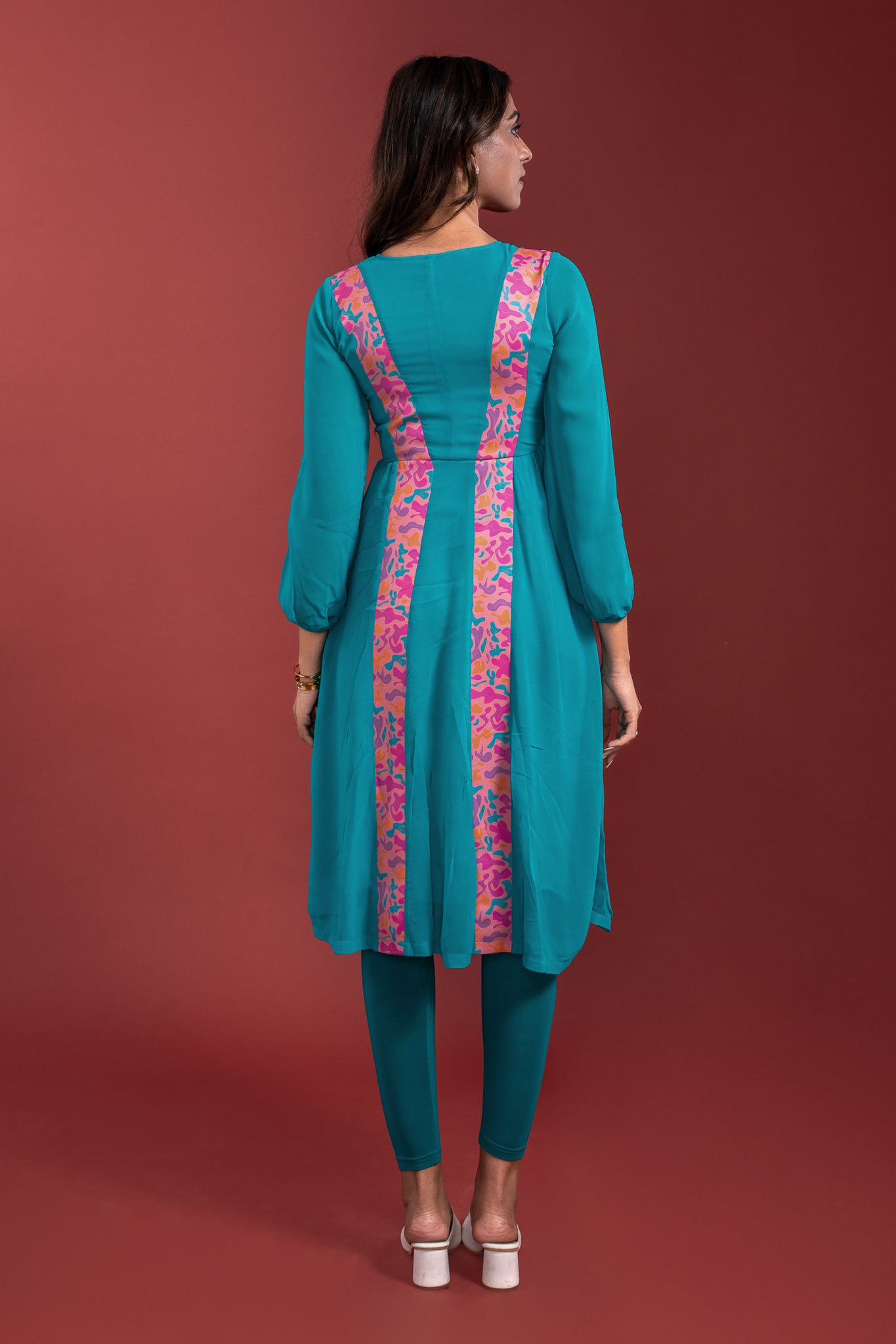 Peacock Blue Georgette Kurti
