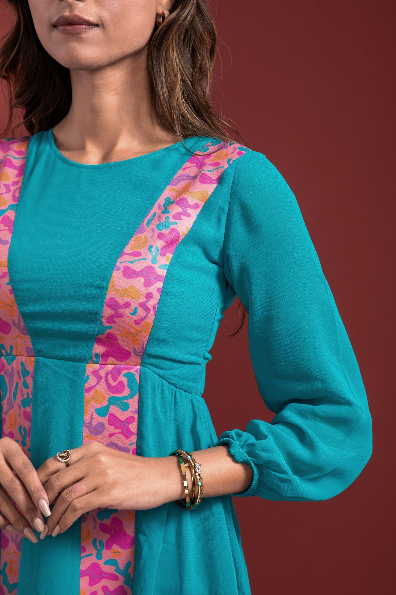 Peacock Blue Georgette Kurti