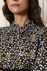 Black Floral Crisscross Neck Corset Top