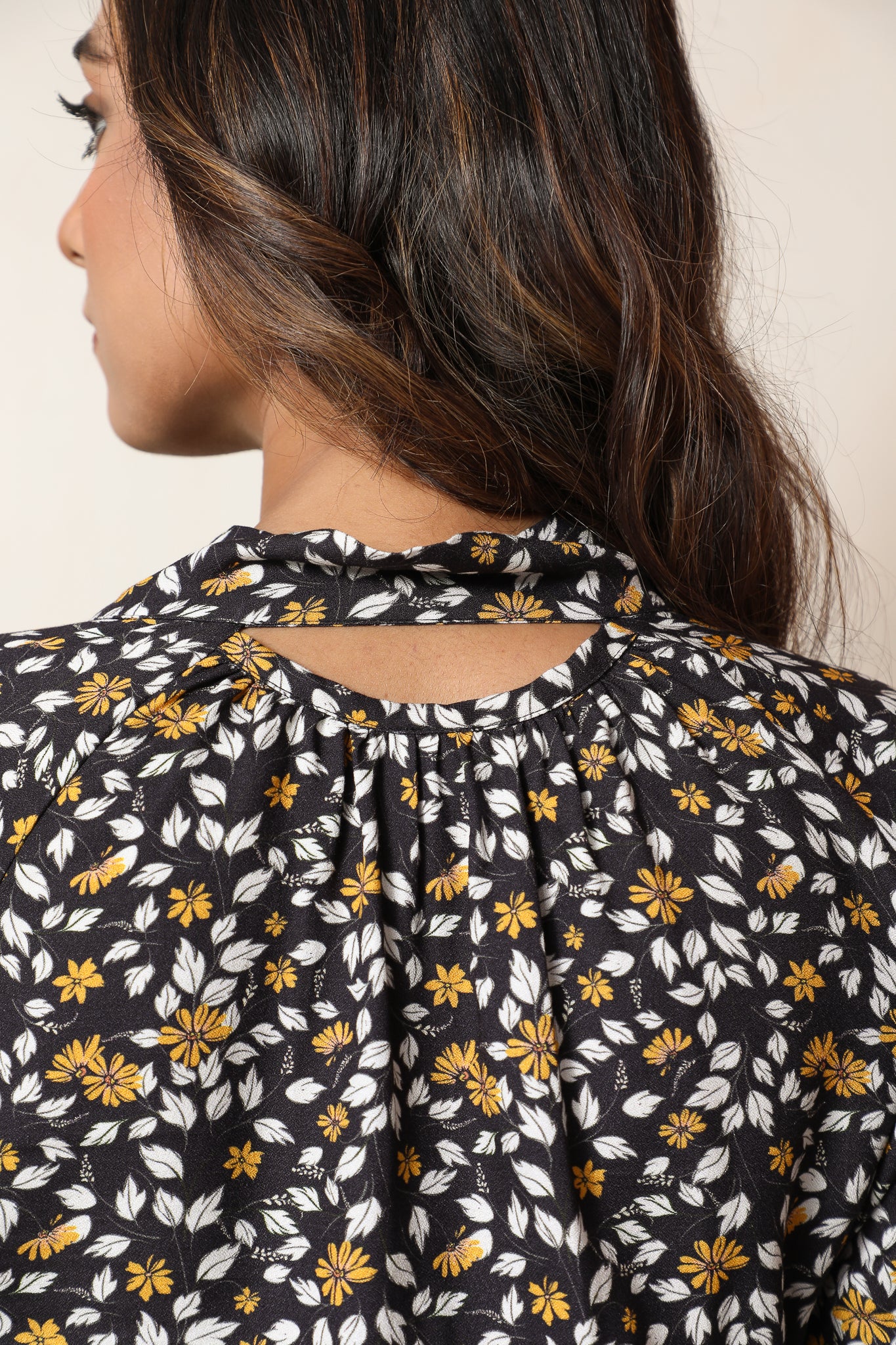 Black Floral Crisscross Neck Corset Top