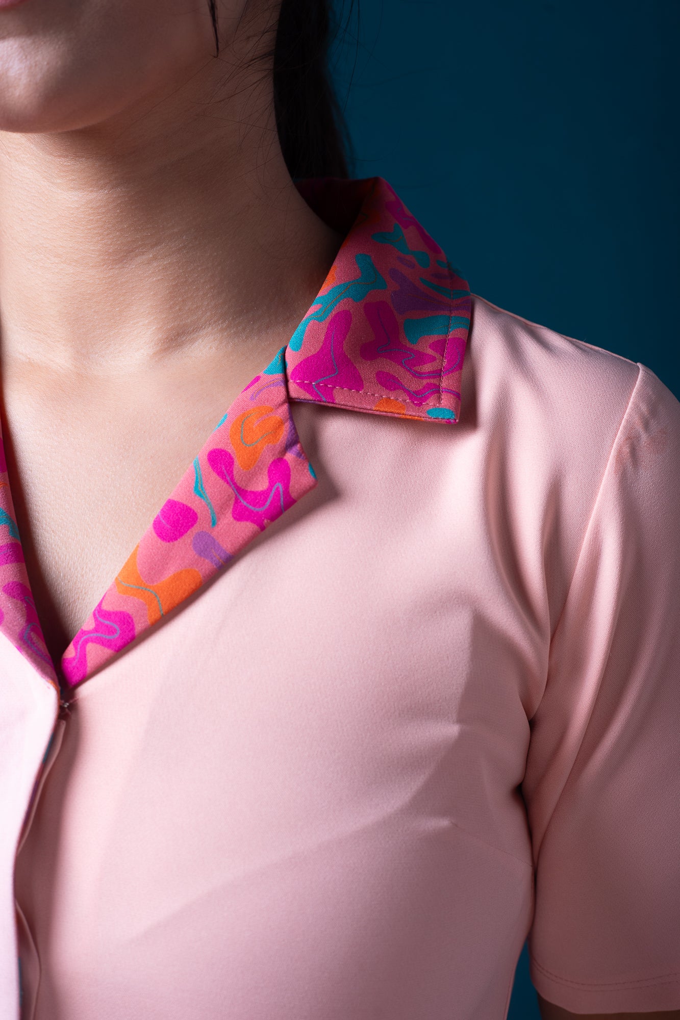 Peach Resort Collar Shirt Top