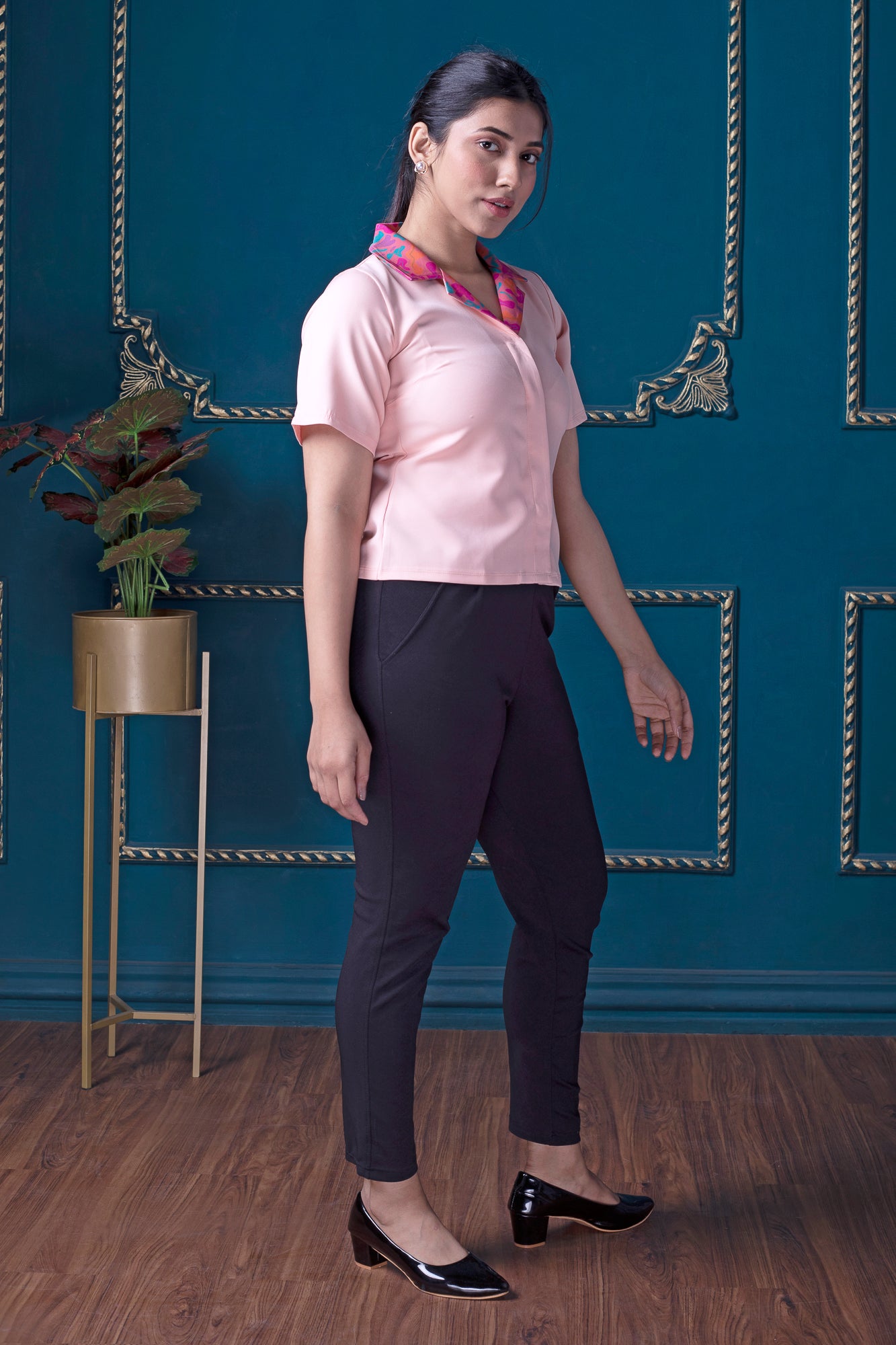 Peach Resort Collar Shirt Top