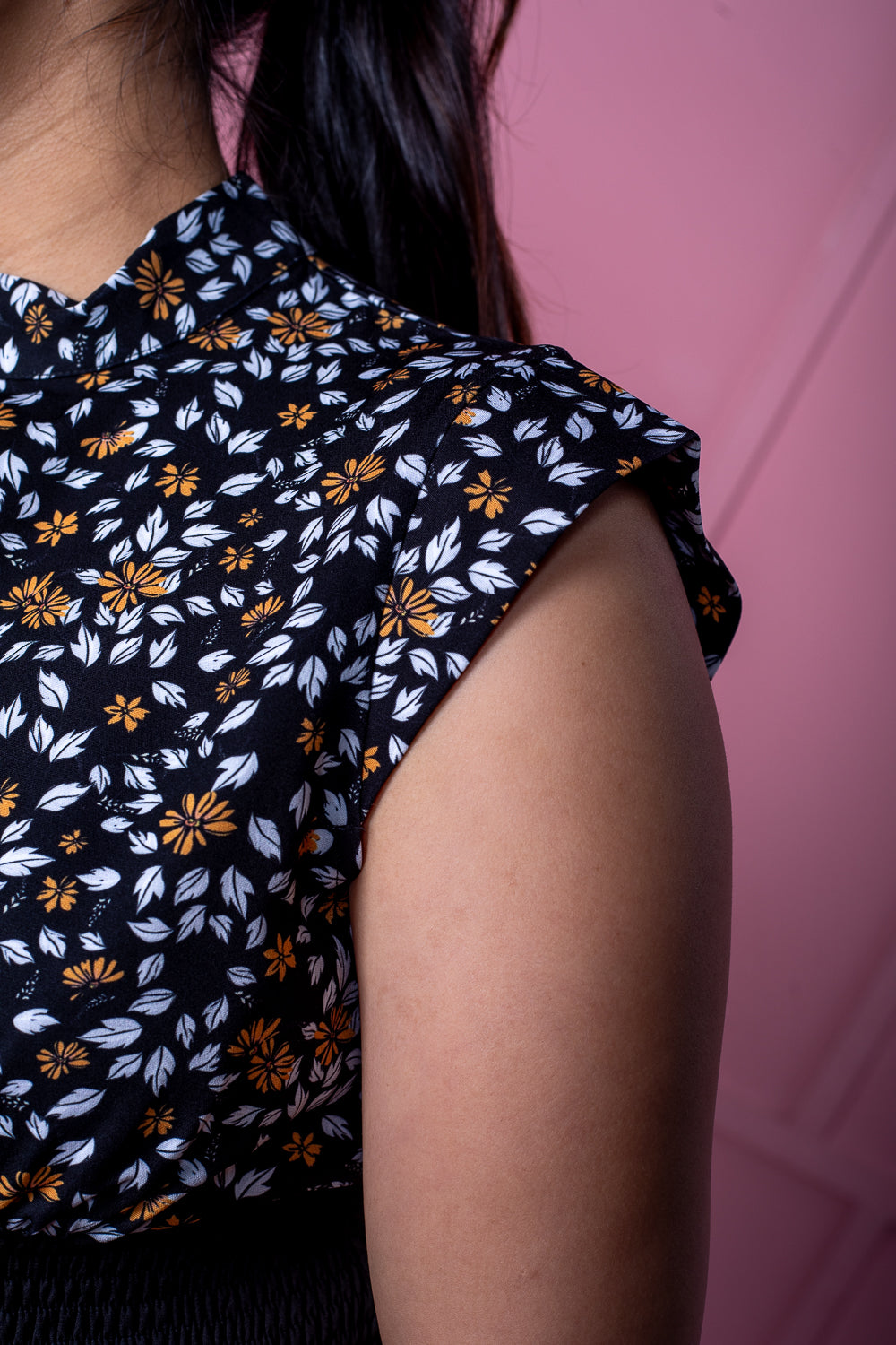 Black A-Line Smocking Dress