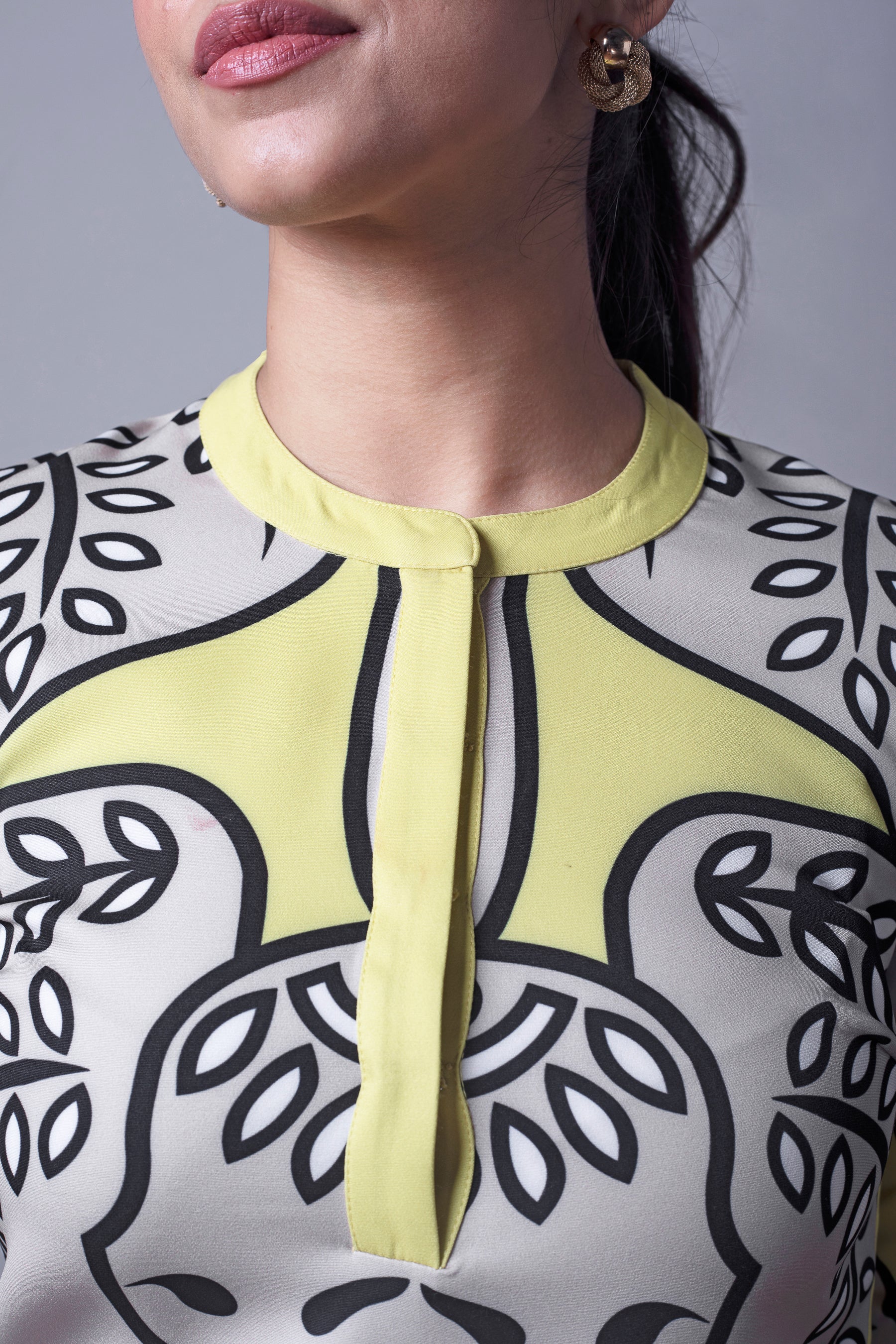 Yellow Straight Fit Elephant Print Kurti