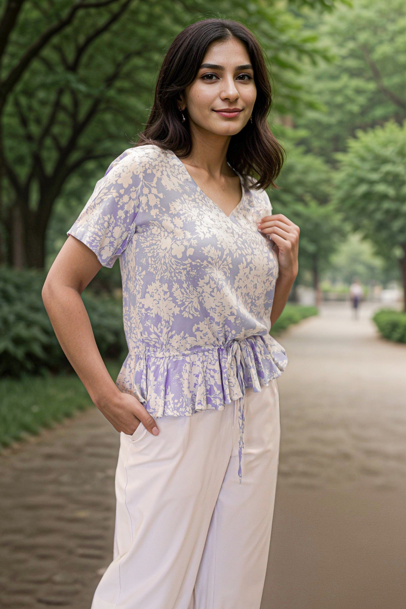 Stylish Drawstring Peplum Top for Women