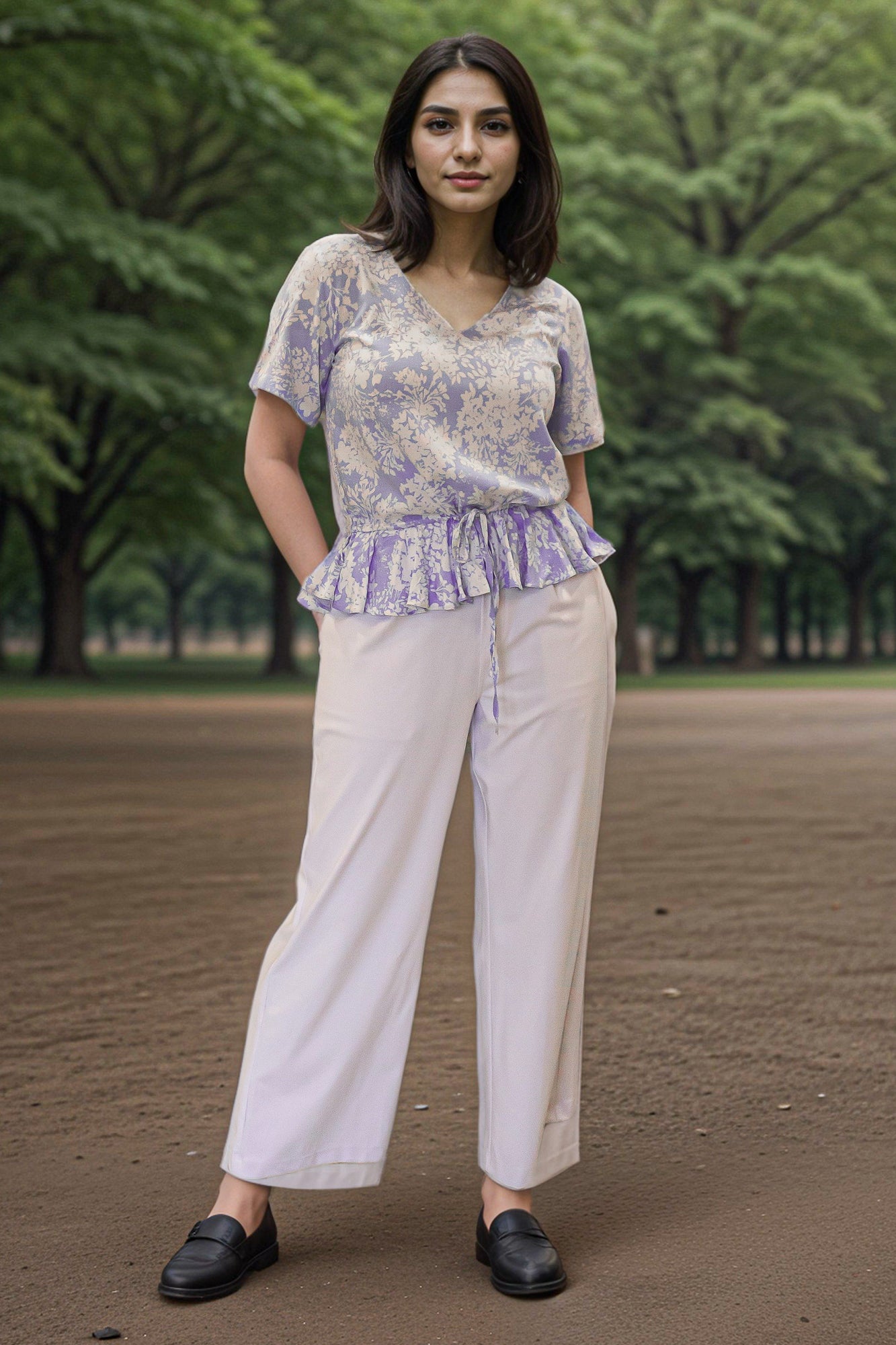 Smart Casual Drawstring Peplum Top for Women | IREA Life