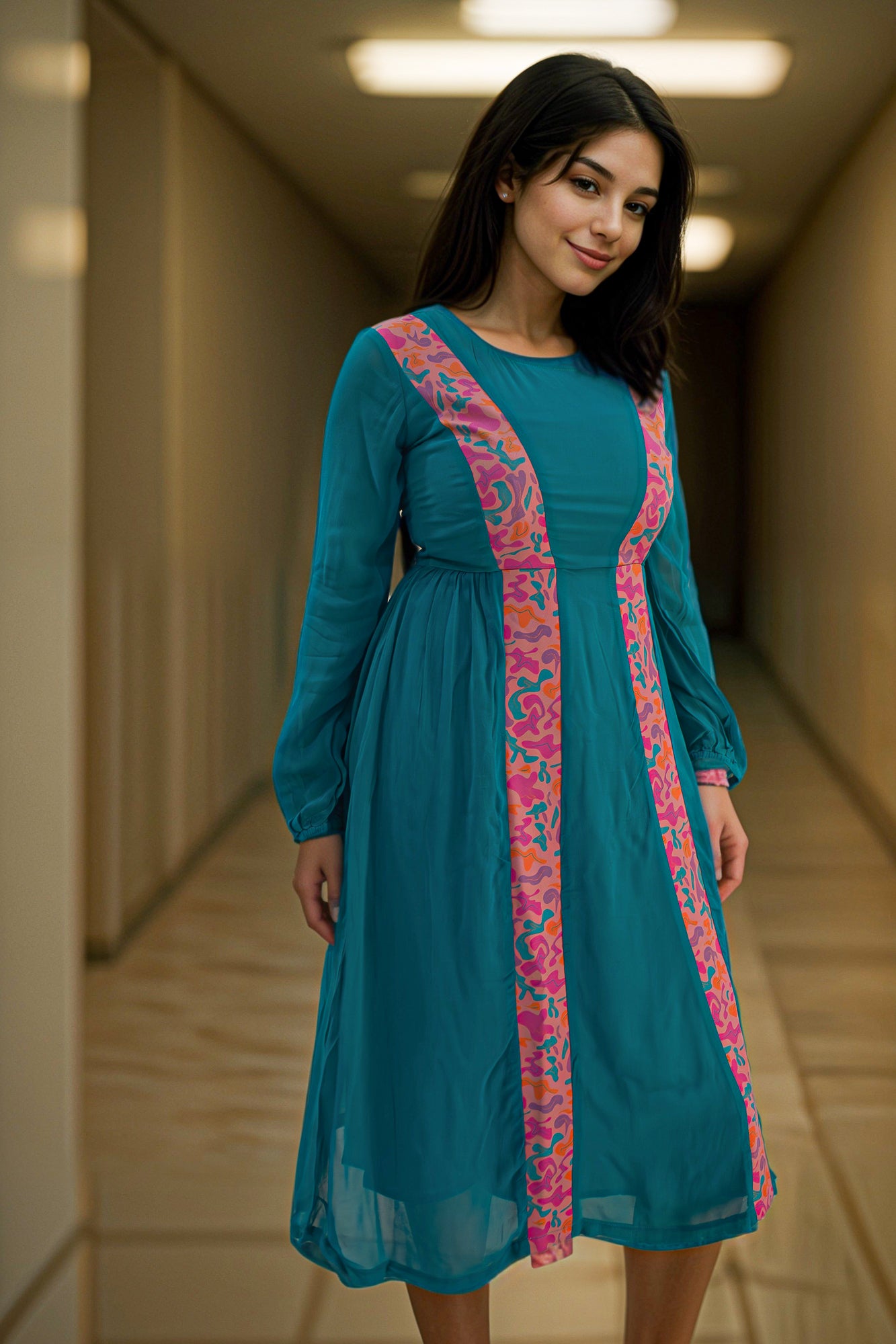 Stylish A-line georgette dress - IREA Life