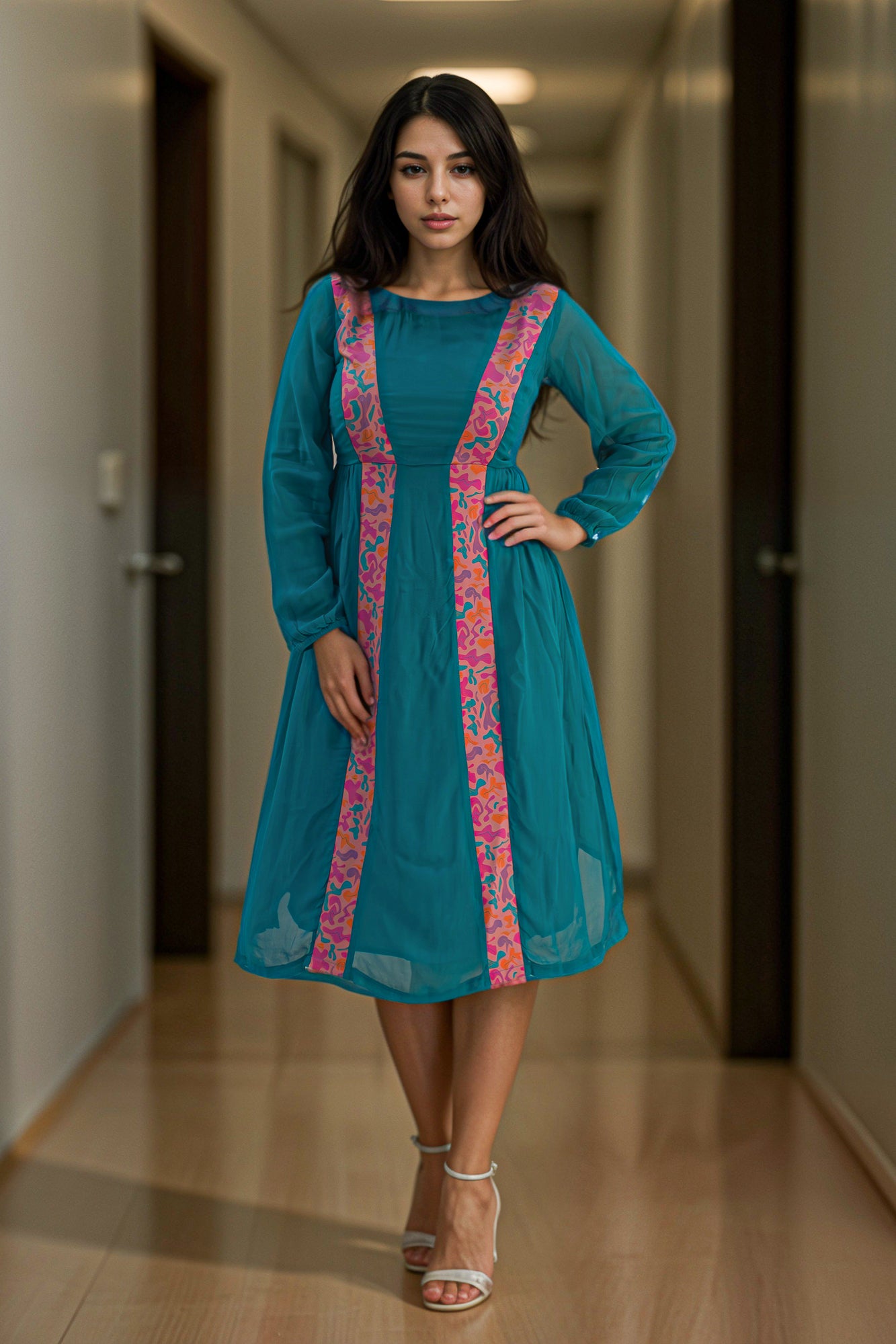 A-line georgette dress - IREA Life