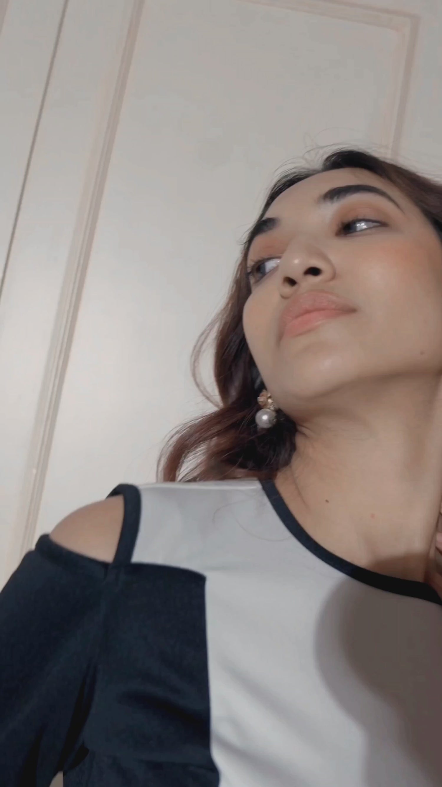 Black & White Cold Shoulder Top