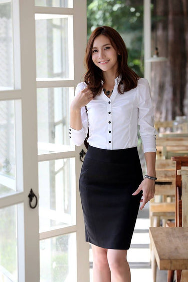 Woman wearing a formal dress for women, perfect for corporate events
