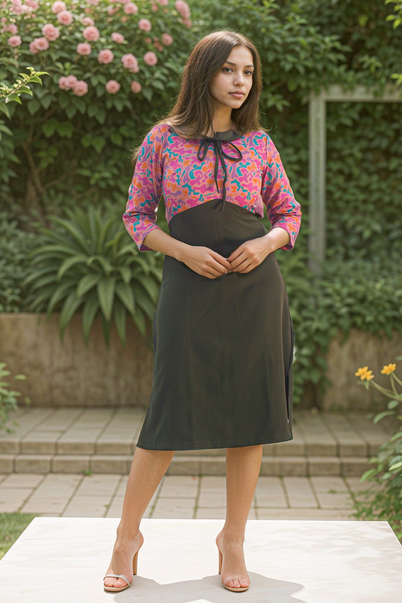 Peter Pan Collar Dress with Neck Bow Tie Buy Online at IREA Life