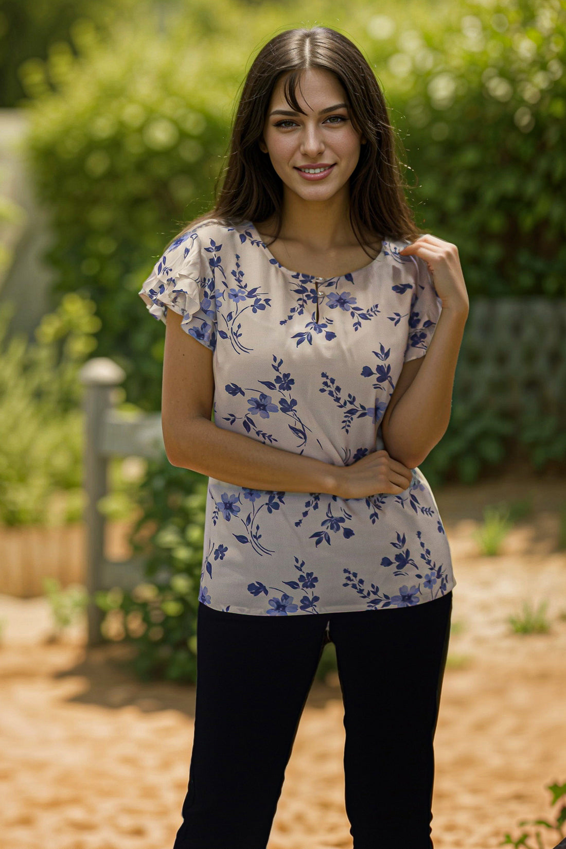 Stylish Ruffle sleeve floral top - IREA Life 