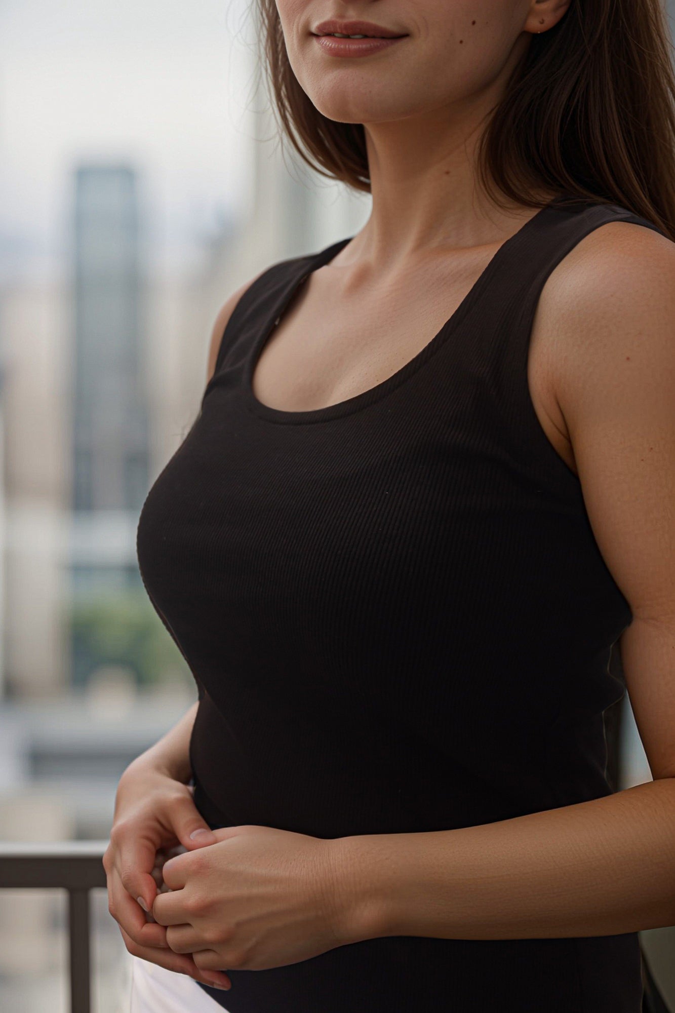 Cotton ribbed tank top for Casual Look