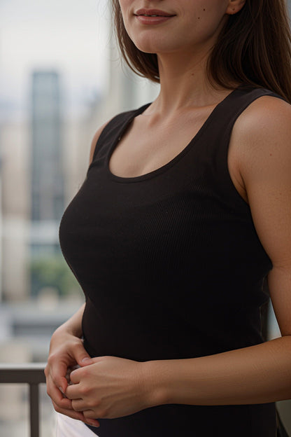 Cotton ribbed tank top for Casual Look