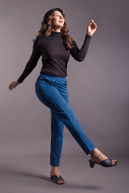 (Combo) Freedom Straight Pant (Blue) &amp; Front Pleated Top - Aria (Blue)