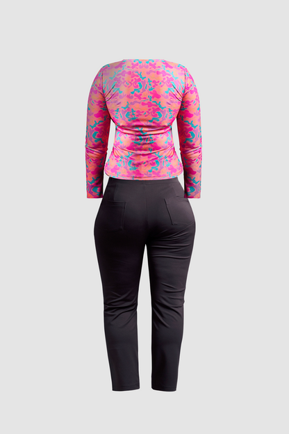 Black Freedom Pant &amp; Pink Fitted Top