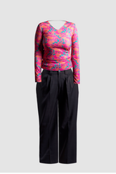 Combo Black Wide Leg Pant & Pink Fitted Top