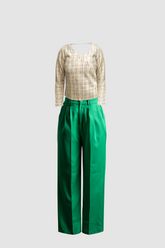 green wide leg pants and women office tops - IREA Life