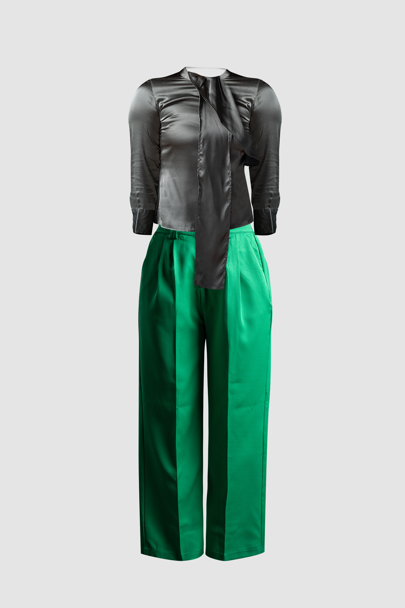 women wide Leg Pants &amp; Satin Shirt Top - IREA Life