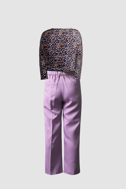 Purple Wide Leg Pant &amp; Black Fitted Top 