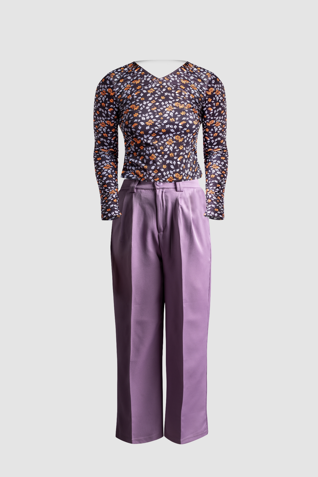 Purple Wide Leg Pant &amp; Fitted clothing Top for women - IREA Life