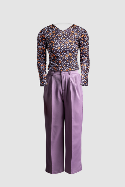 Purple Wide Leg Pant &amp; Black Fitted Top 