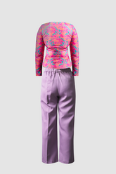 Purple Wide Leg Pants & Pink Fitted clothing Top - IREA Life  
