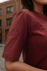 Mock Neck Dobby Top