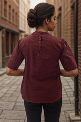 Mock Neck Dobby Top