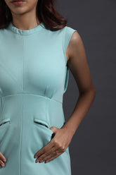 Green Front Slit Dress