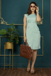 Green Front Slit Dress