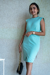 Green Front Slit Dress