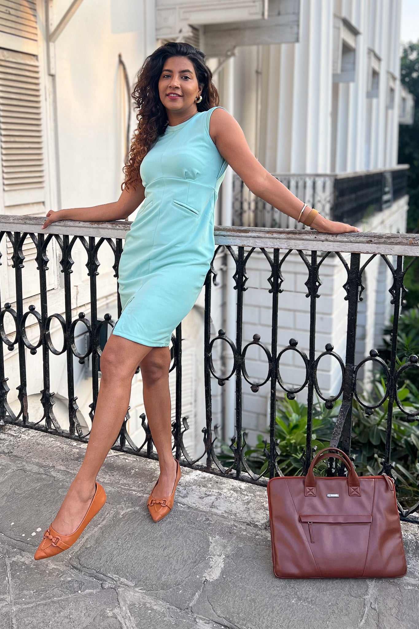 Green Front Slit Dress